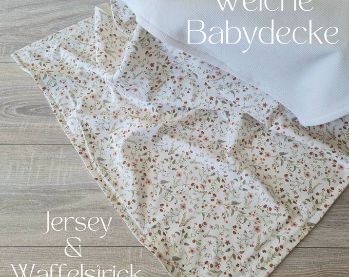 Soft baby blanket for spring and summer cuddly blanket reversible blanket cream stroller blanket waffle knit cotton jersey child baby blanket