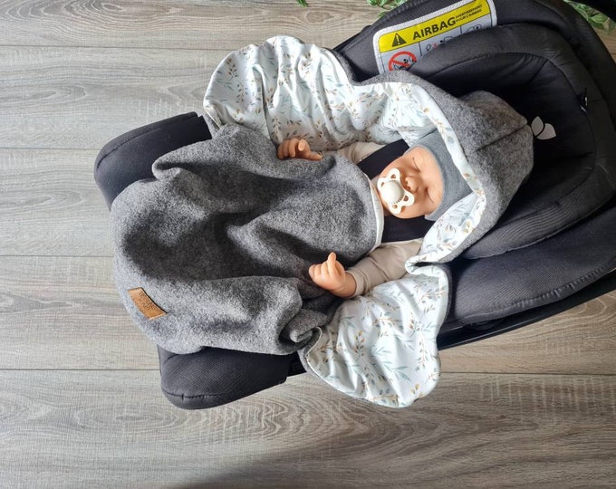 Wool felt 5-point belt wrap blanket 100% new wool lined jersey baby blanket willow branches winter autumn winter baby seat grey child blanket