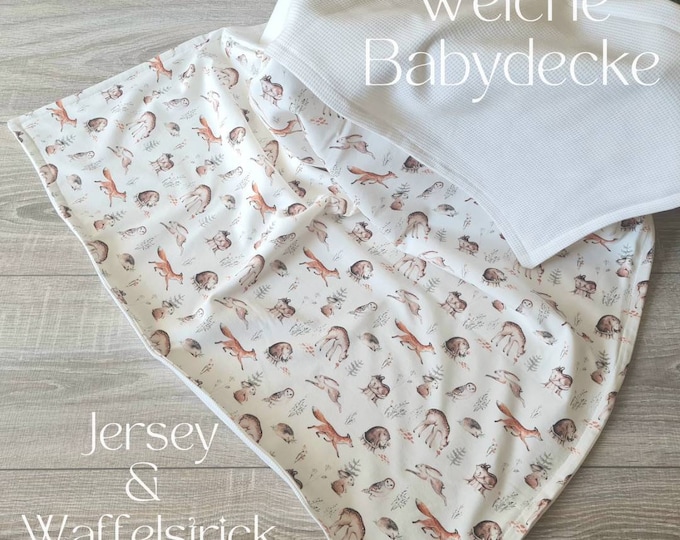Soft baby blanket for spring and summer cuddly blanket reversible blanket cream stroller blanket waffle knit cotton jersey child baby blanket