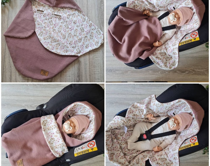 Light waffle knit swaddling blanket old pink mauve baby blanket footmuff summer autumn baby seat birth babysafe jersey child blanket TIDES