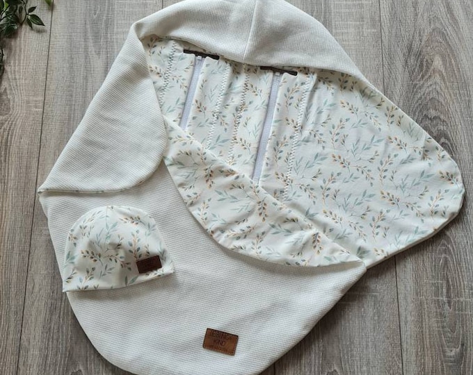 Lightweight 5-point strap waffle knit swaddle blanket cream summer spring soft cotton jersey baby blanket baby seat girl baby child blanket