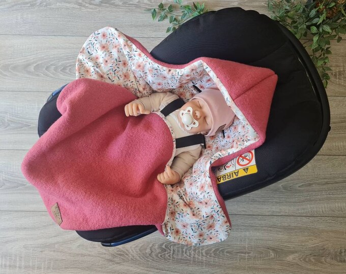 Wool walk blanket made of 100% new wool, lined jersey flowers baby blanket autumn winter baby shell baby safe child baby blanket TIDES