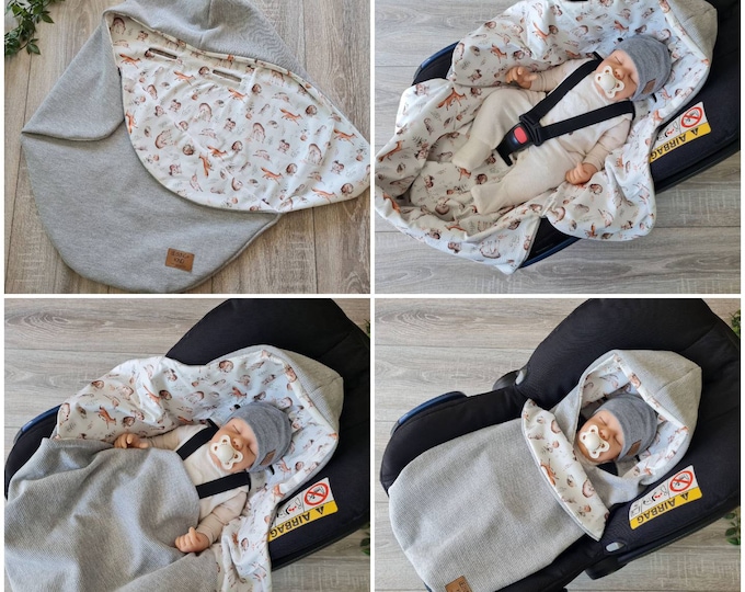 Light waffle knit swaddle blanket gray baby blanket summer autumn Maxi Cosi baby seat birth Babysafe jersey child unisex blanket GEZEITEN