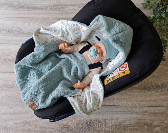 JACQUARD swaddling blanket mint baby blanket cable pattern Maxi Cosi baby seat birth Babysafe jersey autumn and winter children unisex blanket TIDES