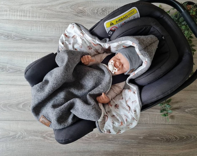 Wool felt 5-point belt wrap blanket made of 100% new wool lined jersey baby blanket autumn forest winter baby seat baby safe child unisex blanket