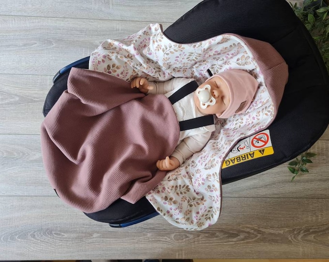 Light waffle knit swaddling blanket old pink mauve baby blanket footmuff summer autumn baby carrier birth babysafe jersey child blanket