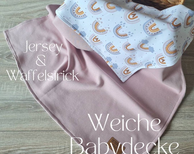 Soft baby blanket for spring and summer, cuddle blanket, stroller blanket, waffle knit cotton jersey child baby blanket, cuddly blanket