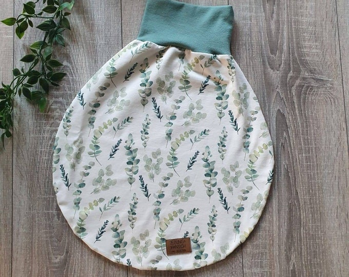 Pucksack sleeping bag romper sack cuddly blanket lined jersey / fleece eucalyptus branches unisex boy girl baby child TIDES