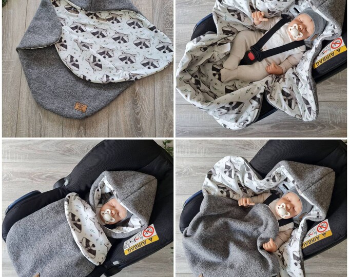 Wool felt wrap blanket made of 100% new wool lined with jersey baby blanket autumn winter baby seat baby safe child unisex blanket TIDES