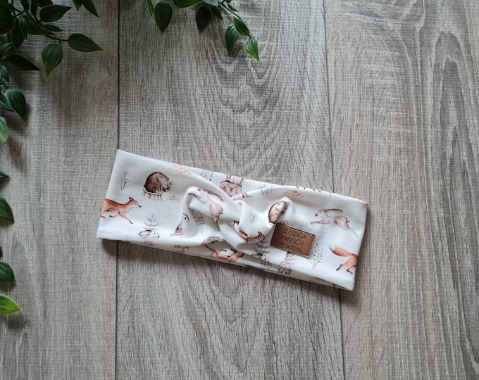 Light Hairband Girl Summer Headband Bandeau Jersey Flowers Forest Animals Fox Rabbit Animals Summer Autumn 38-57 cm TIDES