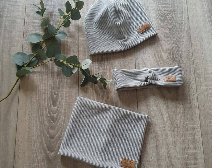 Rib Jersey Hipster Hat Beanie Hairband Loop Knitted Scarf Rib Jersey Spring Summer 40-57 cm Baby Child Girls Boys TIDES