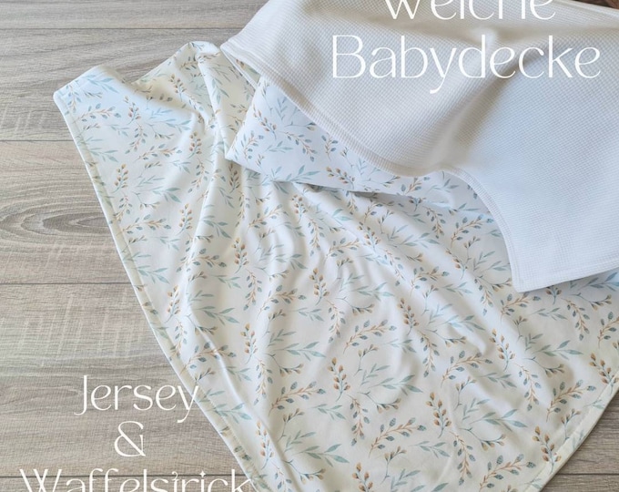 Soft baby blanket for spring and summer cuddly blanket reversible blanket cream stroller blanket waffle knit cotton jersey child baby blanket
