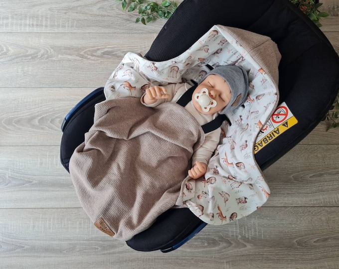 Light waffle knit swaddling blanket brown mottled baby blanket summer autumn Maxi Cosi baby seat birth Babysafe jersey child blanket TIDES