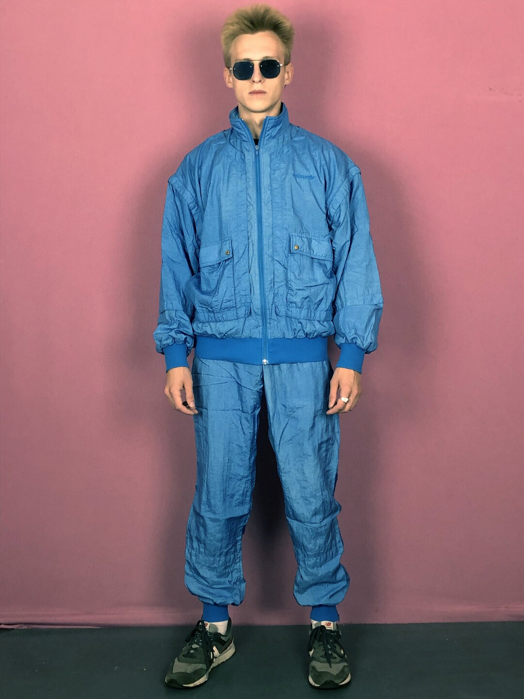 90s Adidas Vintage Men's Track Suit Set Small Blue Nylon - Etsy