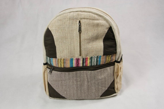 Handmade Cotton Hemp Backpack: Multi-pocket Laptop Bag CH2  display picture 2