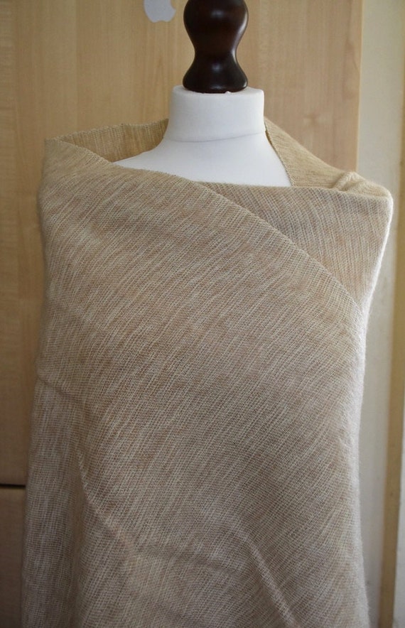 Scarf Yak Wool Wrap Shawl Beige Fringe Travel Wrap Hand