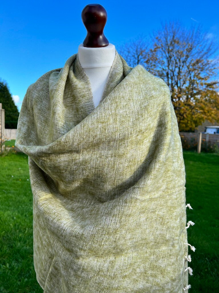 小物 YAK WOOL FRINGE STOLE MIX COLOR Yak Wool Shawl Army Green Stole 190cm * 80cm Fringe Travel