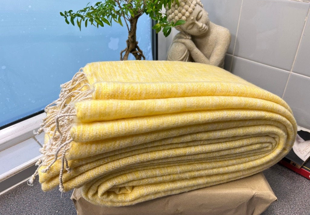 Pale Yellow Blanket Etsy UK