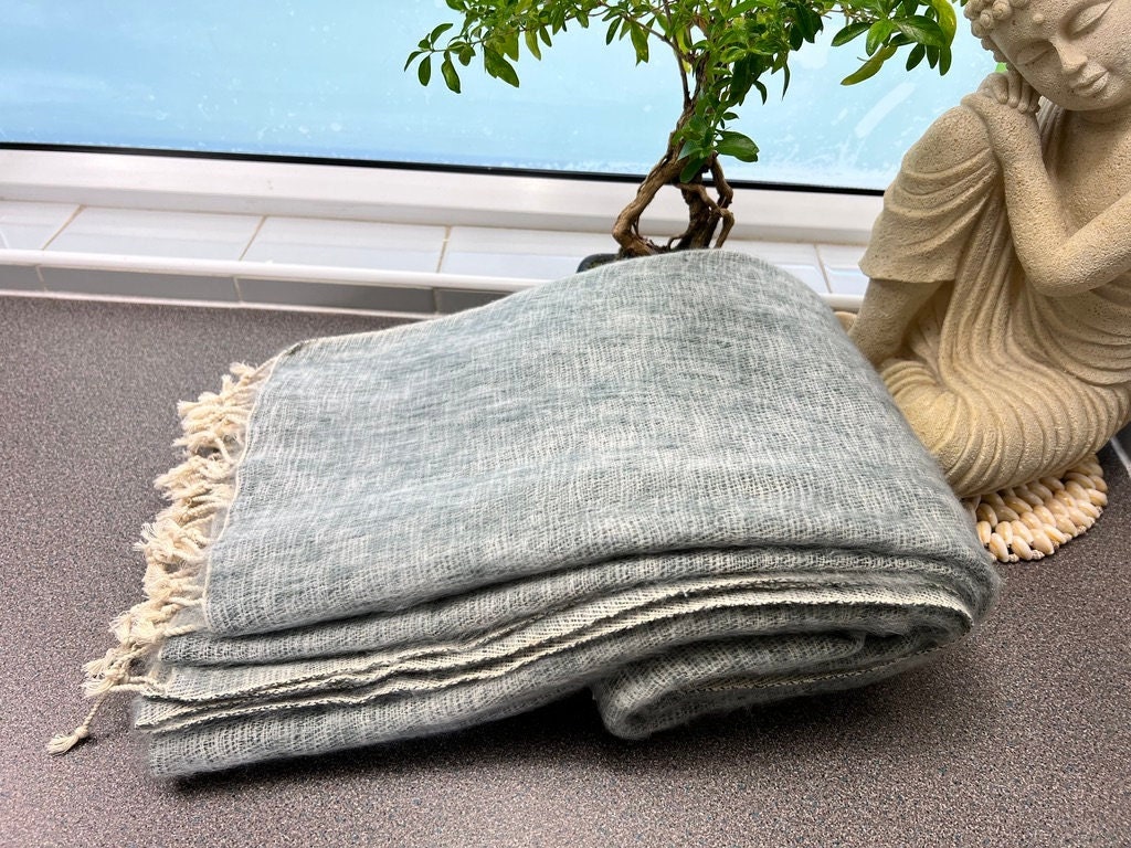 Shawl Yak Wool Blanket Light Grey Throws Soft Stole Soft & Etsy UK