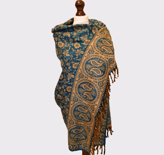 Yak Wool Shawl Reversible Travel Stole Wrap Lightweight