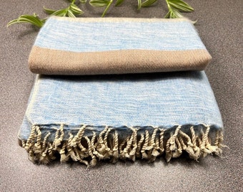 Handwoven Yak Wool Blanket Shawl, Lightweight Travel Stole P7