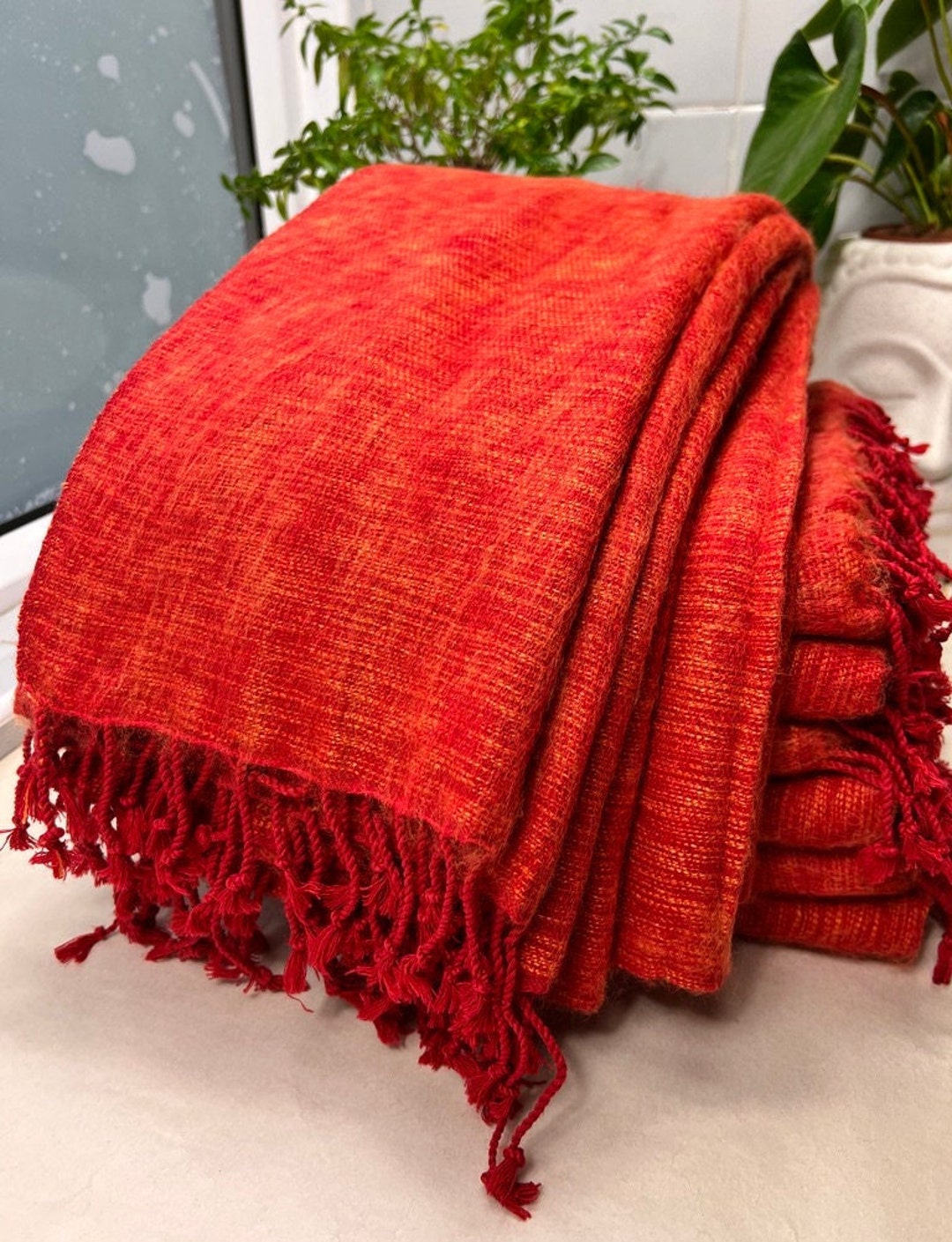 Blanket Yak Wool Shawl Vermillion Throws Camping Travel Stole Etsy