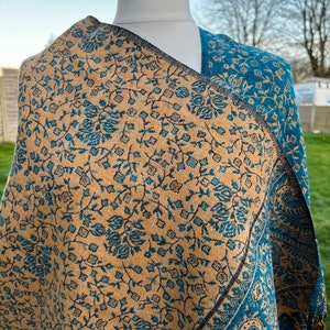 Yak Wool Shawl/Wrap 195cm* 95cm Reversible Travel Throws LightWeight Stole HandLoomed Oversized Scarf Code D4