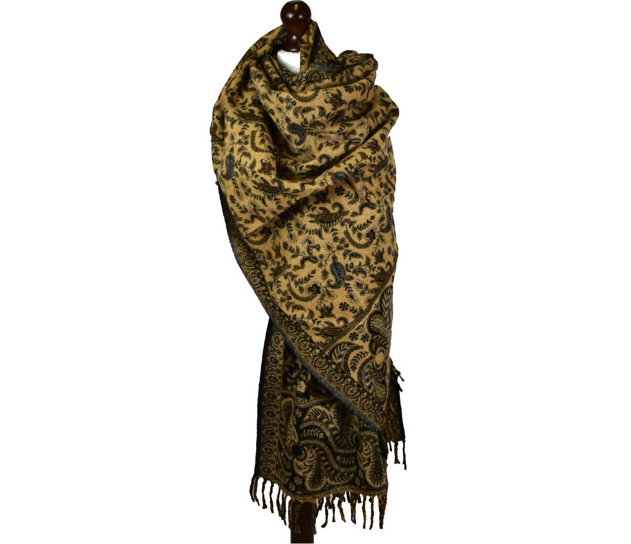 Yak Wool Shawl Reversible Travel Stole Wrap Lightweight