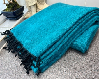 Yak Wool Shawl 280cm*150cm Throws Teal Blanket Travel Stole Meditation Wrap HandMade