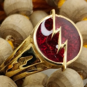 Blitz Ring, Sterling Silber Ring, Flammpunkt Ring, DC Comics, 14k Gold Ring, Unisex Ring, stapelbar Ring, Barry Allen Ring, Cosplay Ring