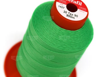 Serafil Polyester Sewing Thread Color 1427 Florescent Neon Green Size 30 (TEX 90), Size 20 (TEX 135), Size 15 (TEX 210), Size 10 (Tex 270)