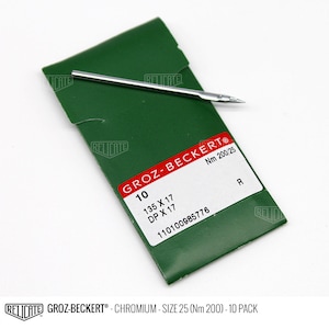 10 PCS Size 200/25 135X17 DPX17 Groz-Beckert Industrial Chromium Sewing Machine Needles - 718882