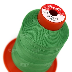Serafil Polyester Sewing Thread Color 1314 Green Size 30 (TEX 90), Size 20 (TEX 135), Size 15 (TEX 210), Size 10 (Tex 270)
