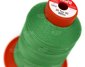 Serafil Polyester Sewing Thread Color 1314 Green Size 30 (TEX 90), Size 20 (TEX 135), Size 15 (TEX 210), Size 10 (Tex 270)