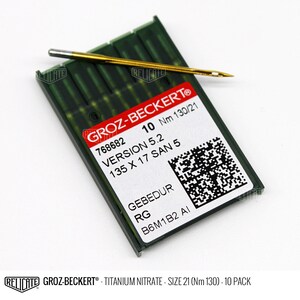 10 PCS Size 130/21 135X17 DPX17 Groz-Beckert Industrial Titanium Gebedur Sewing Machine Needles - 768682