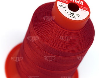 Serafil Polyester Sewing Thread Color 0504 Red Size 30 (TEX 90), Size 20 (TEX 135), Size 15 (TEX 210), Size 10 (Tex 270)