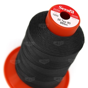 Serafil Polyester Sewing Thread Color 1283 Dark Gray Size 30 (TEX 90), Size 20 (TEX 135), Size 15 (TEX 210), Size 10 (Tex 270)