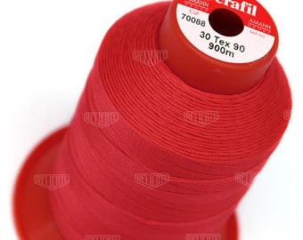 Serafil Polyester Sewing Thread Color 70088 Red Size 30 (TEX 90), Size 20 (TEX 135), Size 15 (TEX 210)