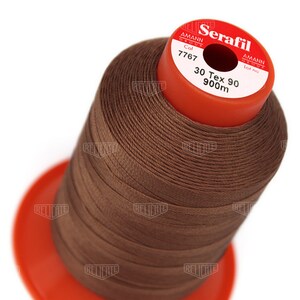 Serafil Polyester Sewing Thread Color 7767 Brown Size 30 (TEX 90), Size 20 (TEX 135), Size 15 (TEX 210)