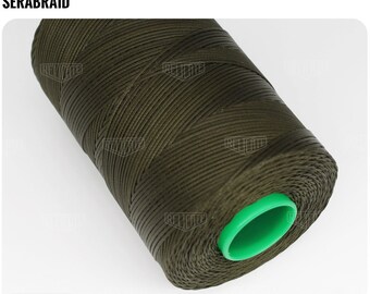 Amann Serabraid Waxed Polyester Thread - Olive 0663 - 1.0mm 500m spools - For Leather Hand Sewing