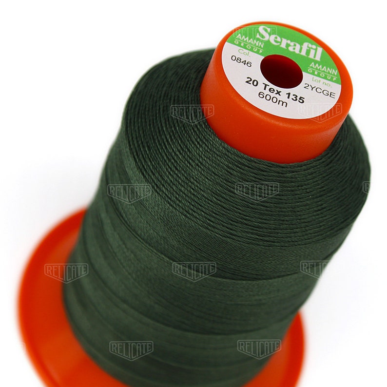 Size 20 and 15 Color 0846 TEX 135 and 210 Serafil Polyester Sewing Thread