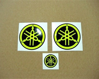 gel 3D gas tank emblems silicone bold raised decals stickers r1 r6 r125 neon fluorescent yellow/green adhesives yzf high visibility signal
