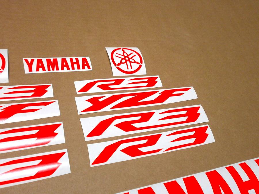 YZF R3 Decals Stickers Custom Graphics Set Satin Gold Neon Red Logo ...