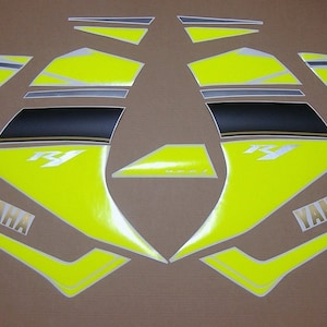 YZF-R1 2007-2008 fluorescent yellow decals stickers set kit replacement custom graphics high visibility neon fluo signal 4c8 rn19 r1