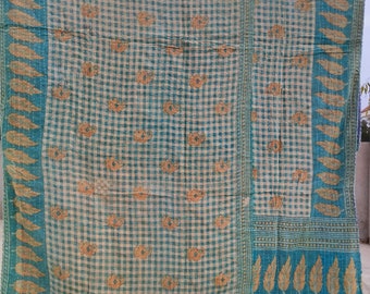 Kantha Quilt, indische Decke, Kantha Bettlaken, Bettüberwurf Gudri, Decke Einzelstück, Einzelstück, Einzelstück, Einzelstück