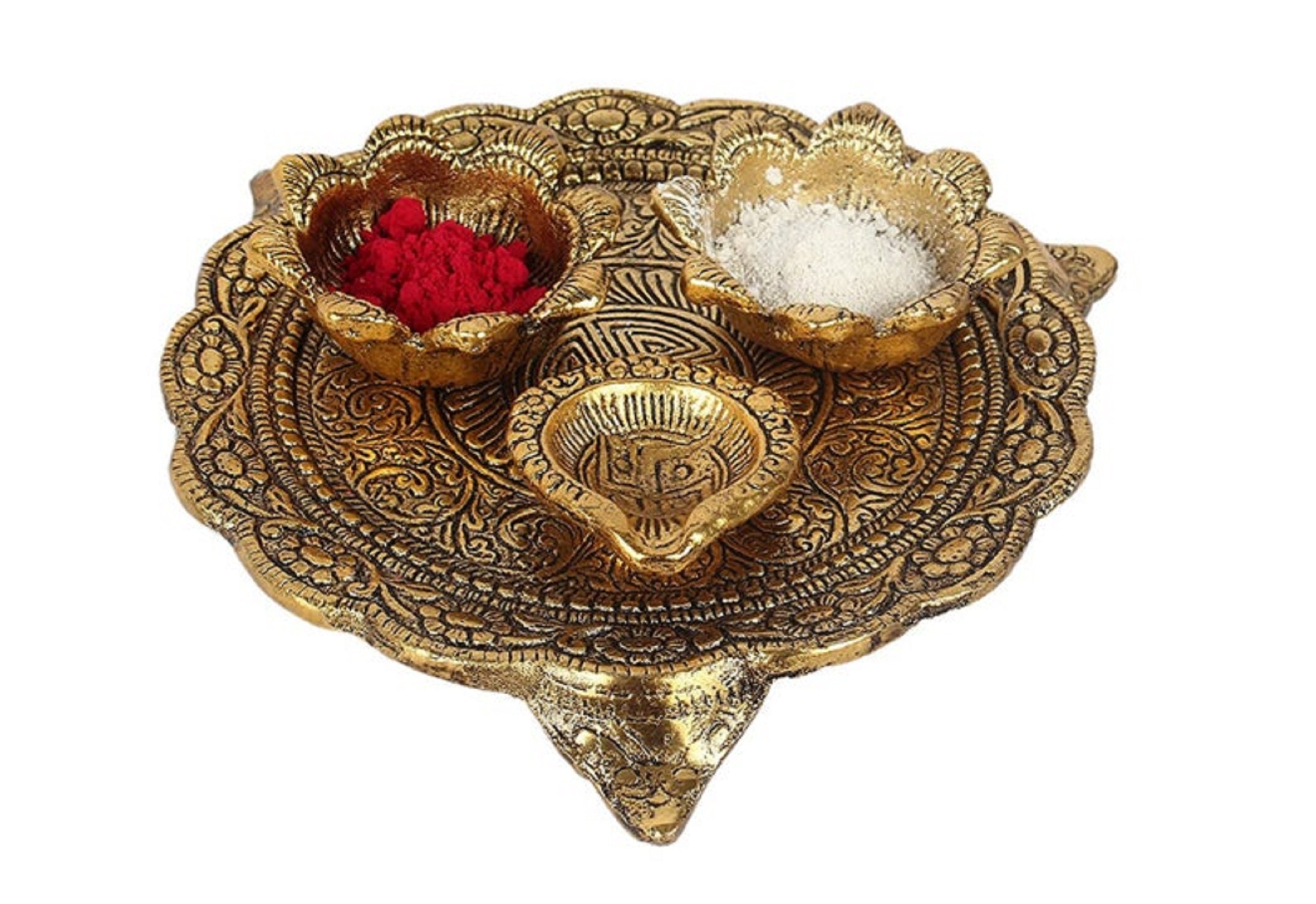 Metal Pooja Diya Set Indian Handmade Metal Brass Finish POOJA Etsy