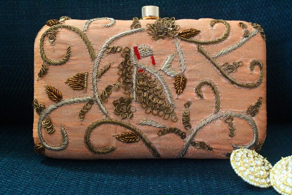 Buy Masakali Embroidered Clutch With Bird Motif and Zari