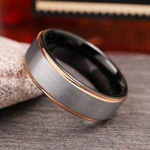 Mens Wedding Band, Rose Gold Tungsten Wedding Band, Tungsten Ring Men, Tungsten Carbide Ring, Womens Wedding Band, Anniversary