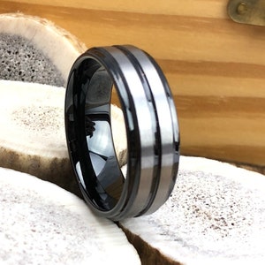 Zwarte wolfraamcarbide herentrouwring: ring met comfortabele pasvorm
