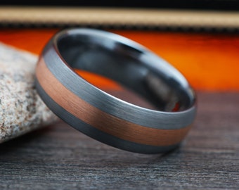 Mens Wedding Band, Rose Gold Tungsten Wedding Band, Tungsten Ring Men, Tungsten Carbide Ring, Womens Wedding Band, Promise Ring, 8mm Ring